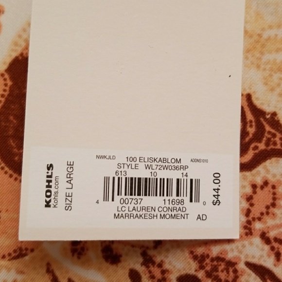 Lauren Conrad Print Bell Sleeve Top in Size Large - Picture 3 of 8